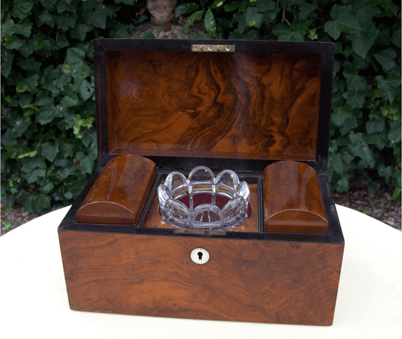 A Victorian Burr Walnut Tea Caddy