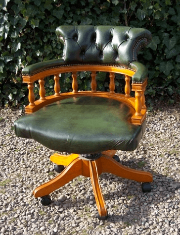 Green Leather Swivel Chair -SOLD