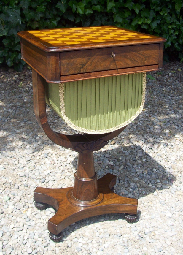 A William IV Rosewood Sewing Chess Table