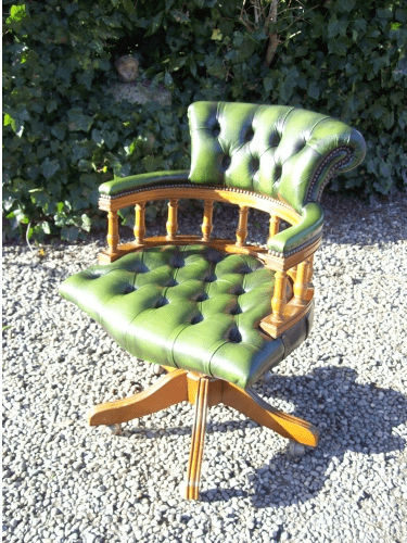 Green Leather Swivel Chair -SOLD-