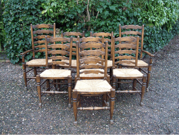 A Set of 8 Ladder Back Chairs -SOLD-