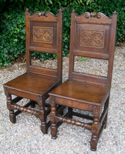 A Pair of Oak Hall Chairs