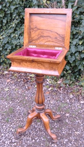 A Victorian Burr Walnut Sewing Work Box Table -SOLD-