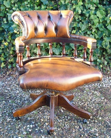 Light Brown Leather Swivel Chair -SOLD-