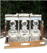 Edwardian Oak Tantalus -SOLD-