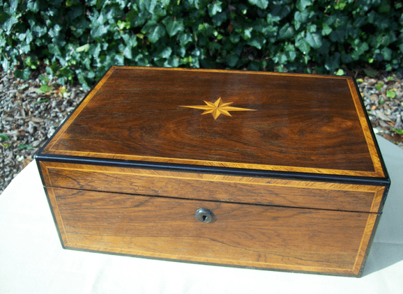 A Victorian Rosewood Inlaid Needlework Box