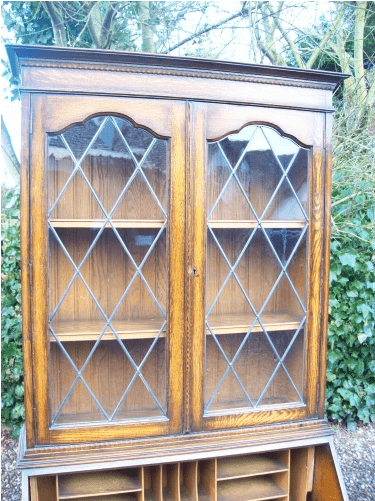 A Glazed Oak Bureau Bookcase -SOLD-