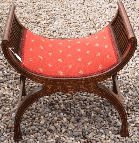 CFA 1433 - Inlaid Mahogany X Frame Stool -SOLD-